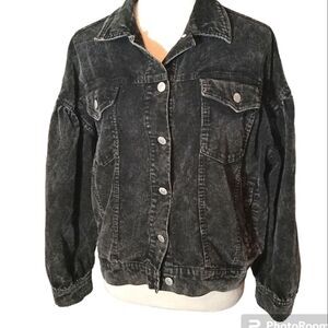 Forever 21 Black Stone Wash Courduroy Jacket Size S. Vintage Look.